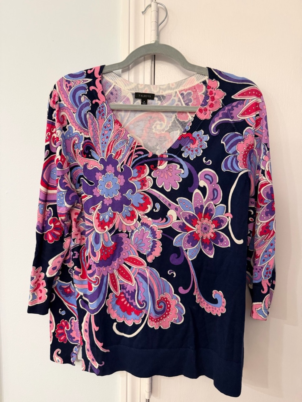 Talbots Multicolor Paisley V-Neck Sweater